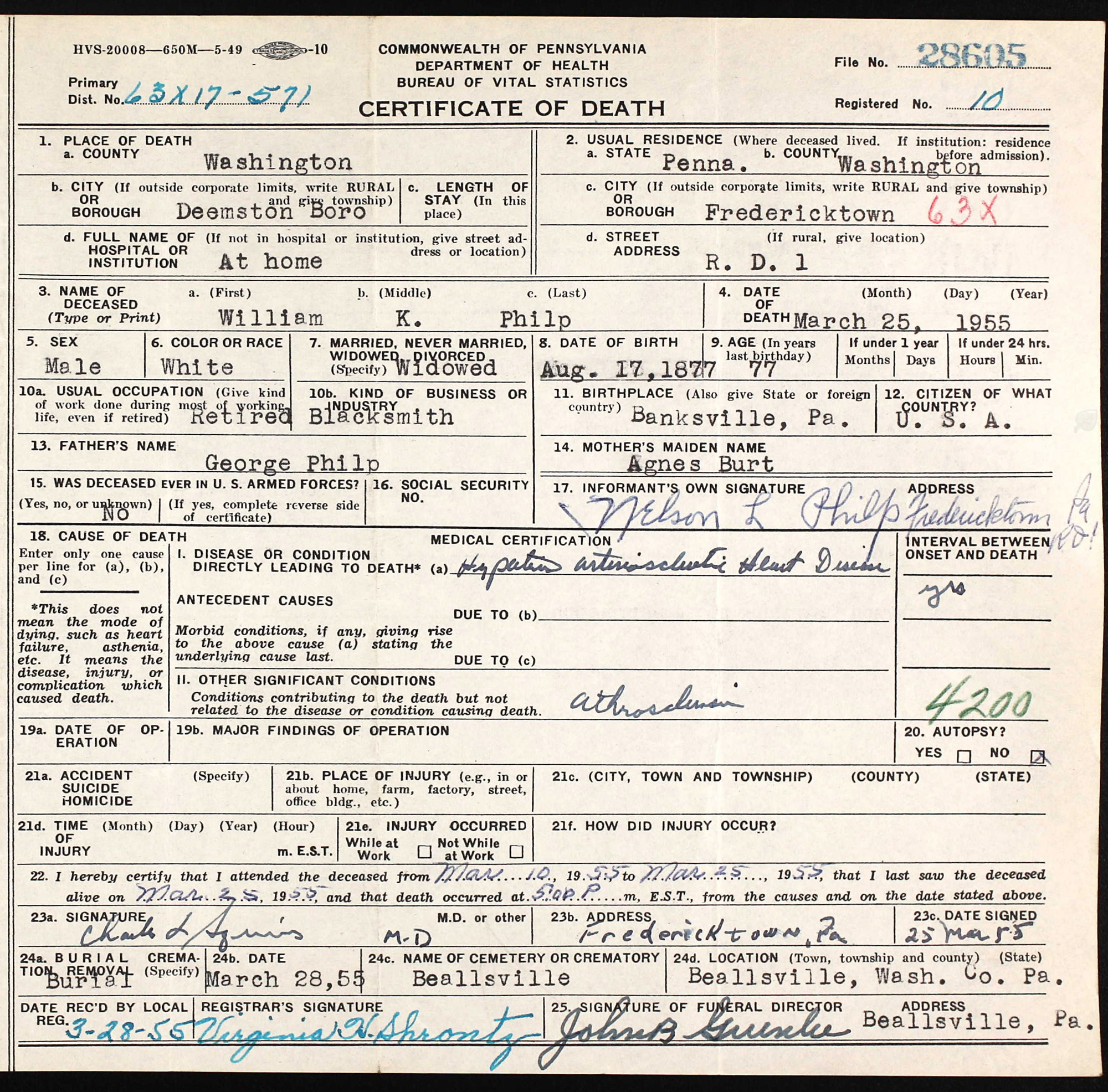 death certificate